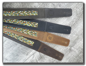 Abstraction - Aged Steel Leather Guitar Strap - Numbered Limited Edition