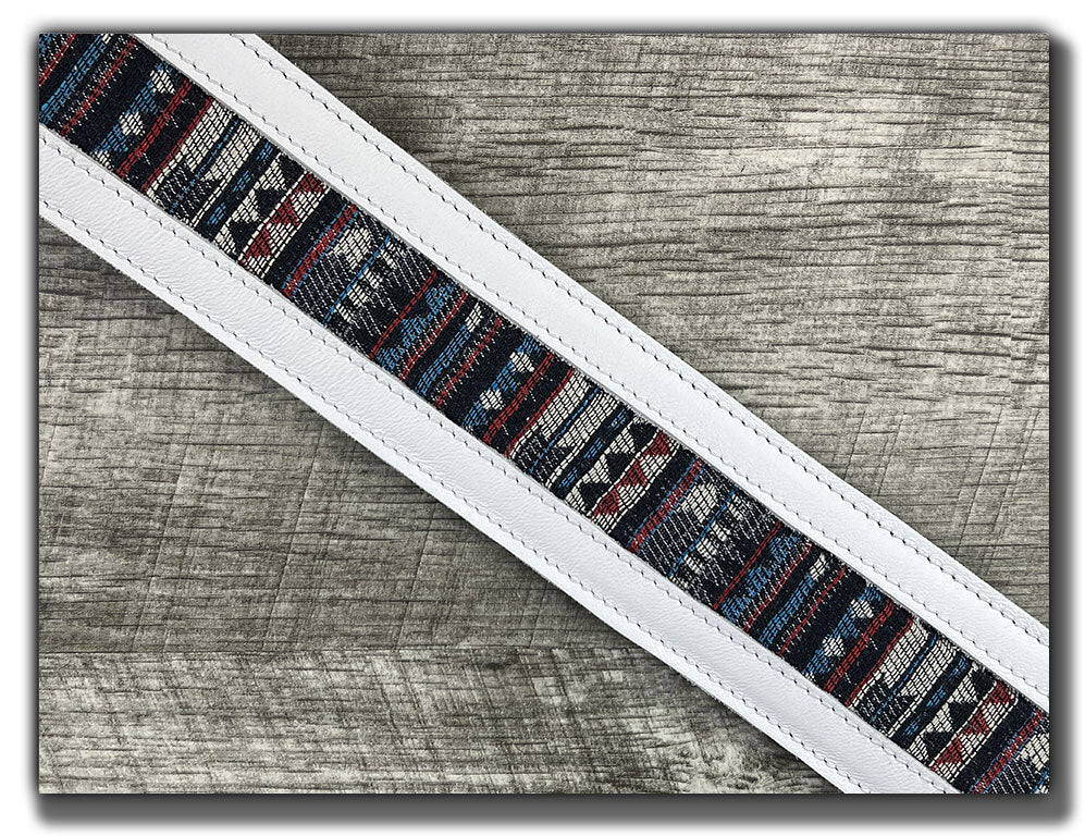 Americana - White Leather Guitar Strap - Numbered Limited Edition