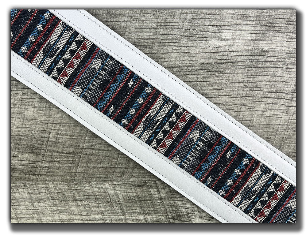 Americana - White Leather Guitar Strap - Numbered Limited Edition