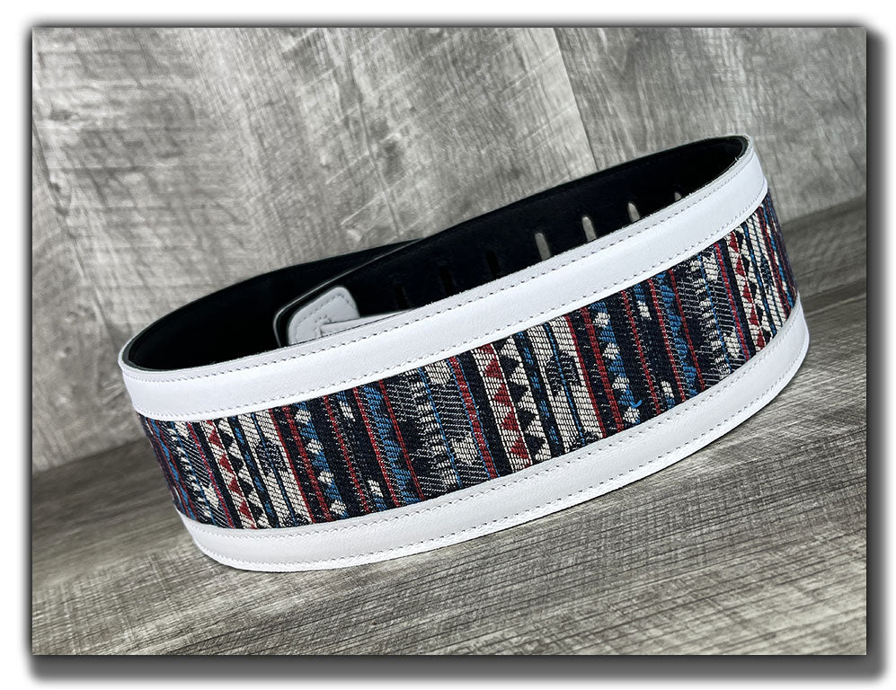 Americana - White Leather Guitar Strap - Numbered Limited Edition