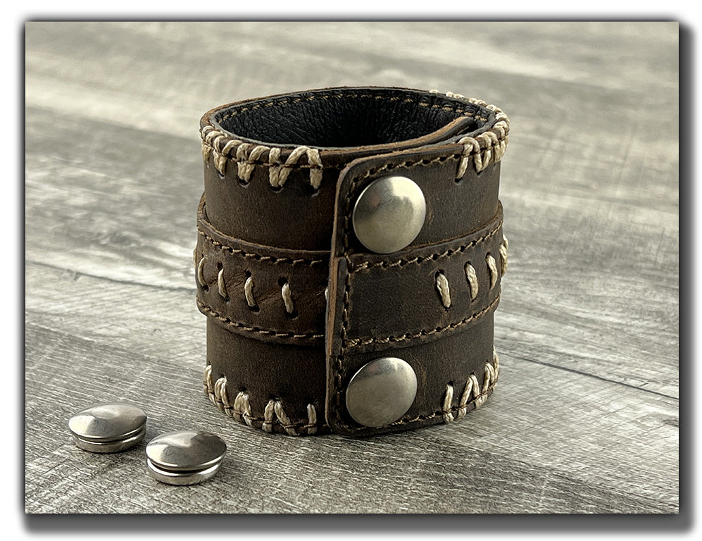 Customisable leather cuff bracelet