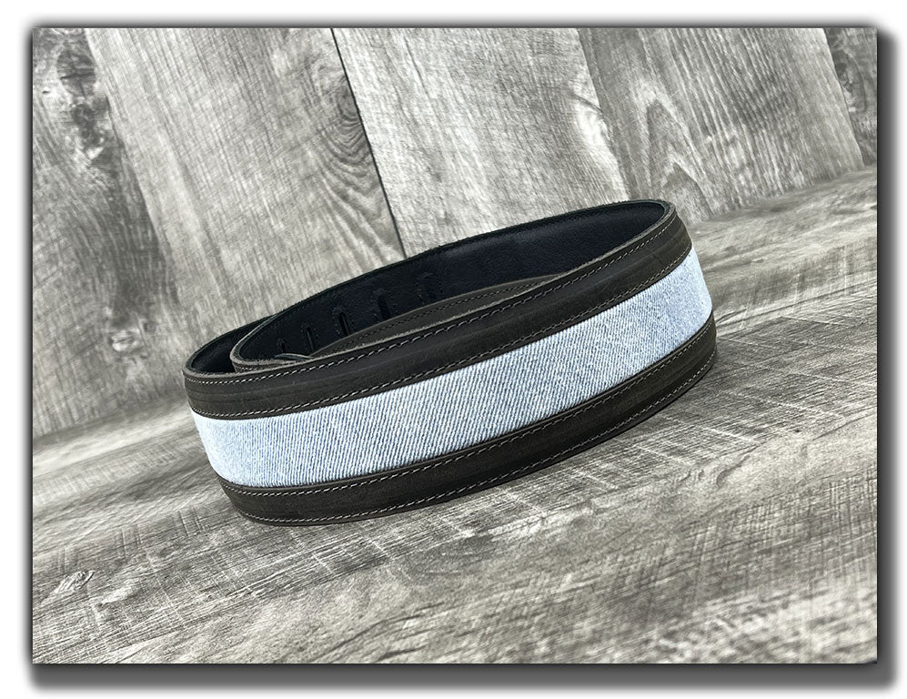 Denim- Aged Steel Leather Guitar Strap - Numbered Limited Edition