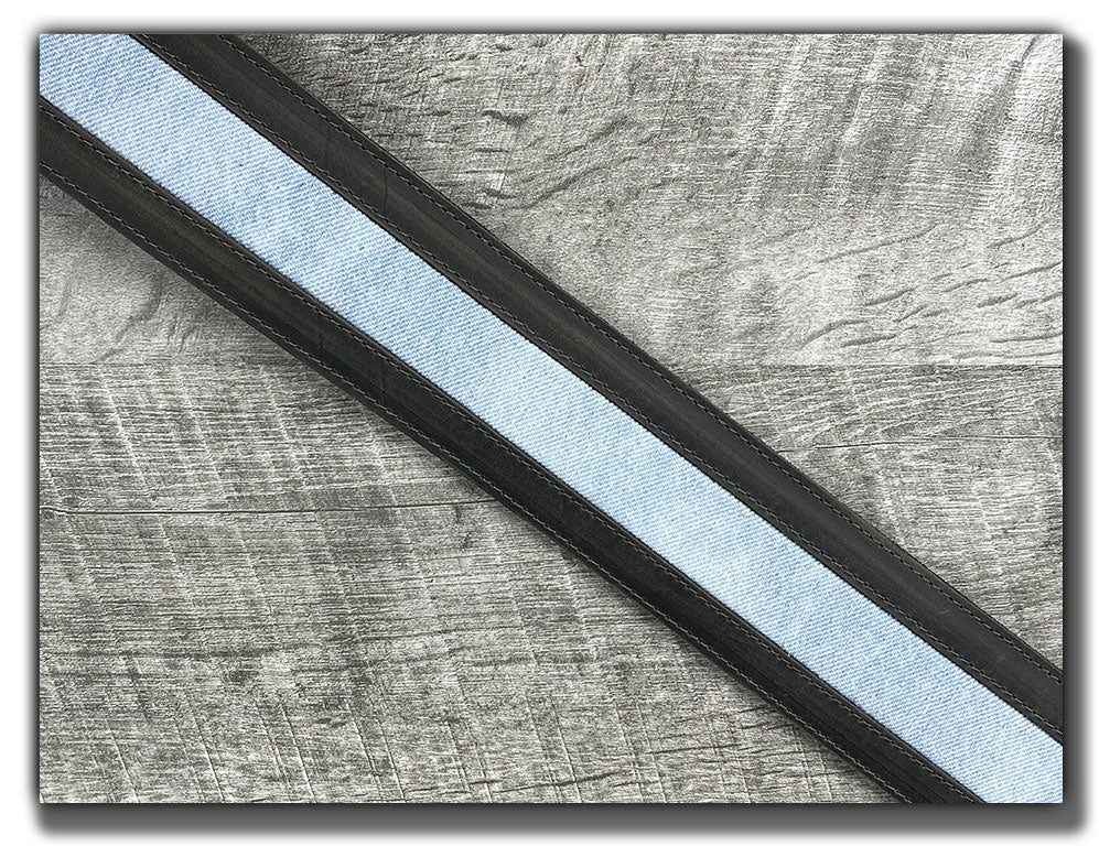 Denim- Aged Steel Leather Guitar Strap - Numbered Limited Edition
