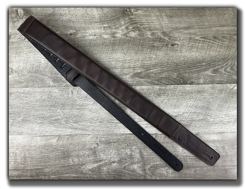 The Reticent - Espresso Veg Tan Leather Guitar Strap