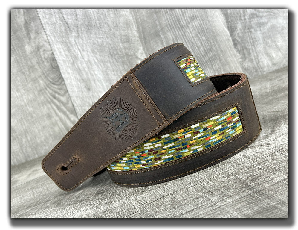 Abstraction - Whiskey Brown Leather Guitar Strap - Numbered Limited Edition
