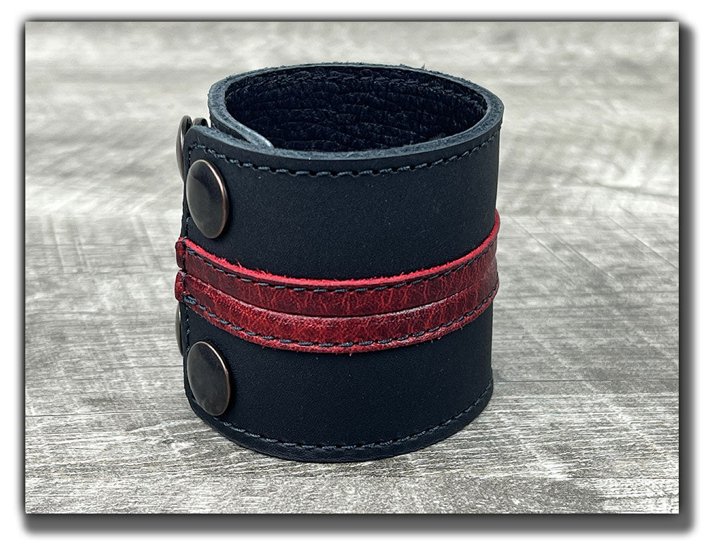 Straight Up - Carbon Black with Rouge Leather Cuff