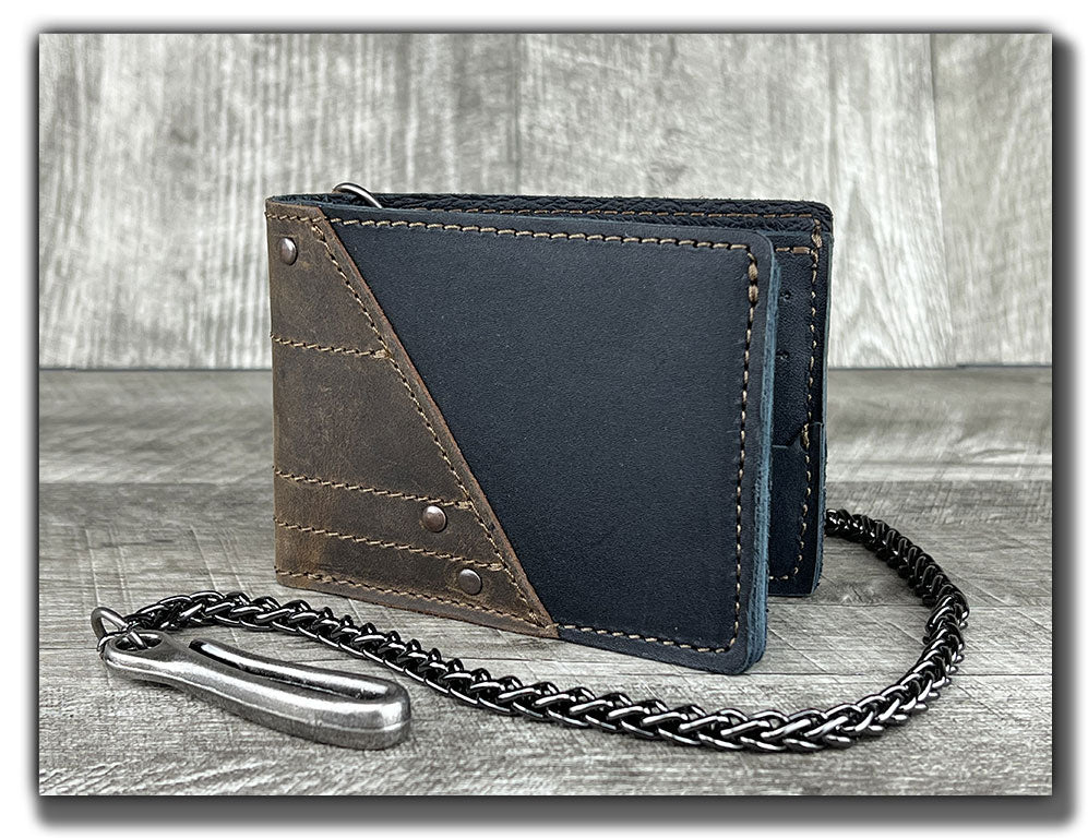 Chain Wallet with Guitar Pick Slots (With or Without Chain) - Whiskey Brown/Carbon Black