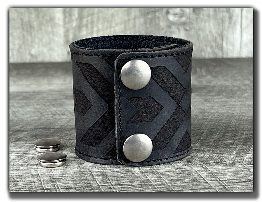 Aztec - Aged Steel Leather Cuff