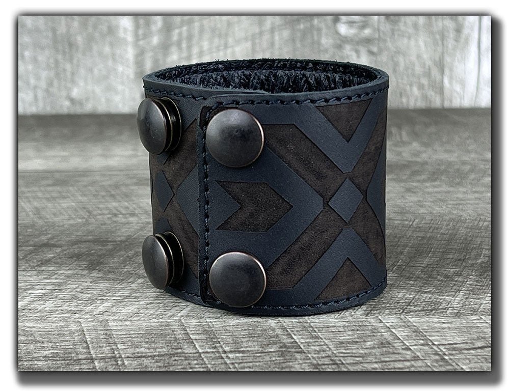 Aztec - Carbon Black Leather Cuff