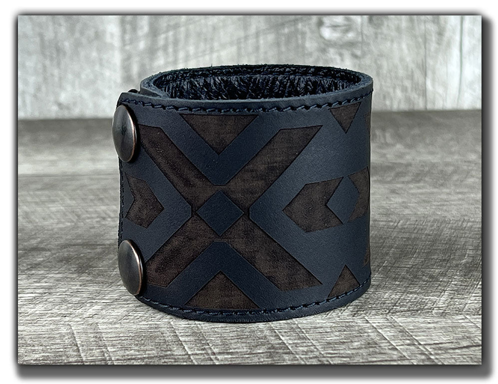 Aztec - Carbon Black Leather Cuff