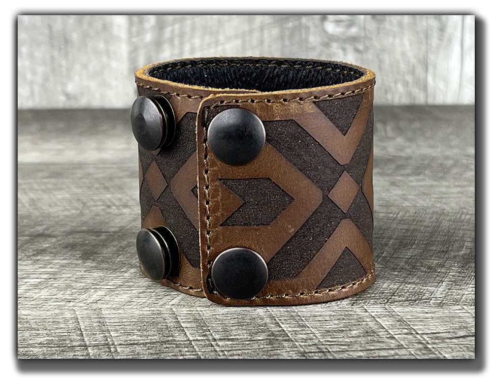 Aztec - Tobacco Leather Cuff