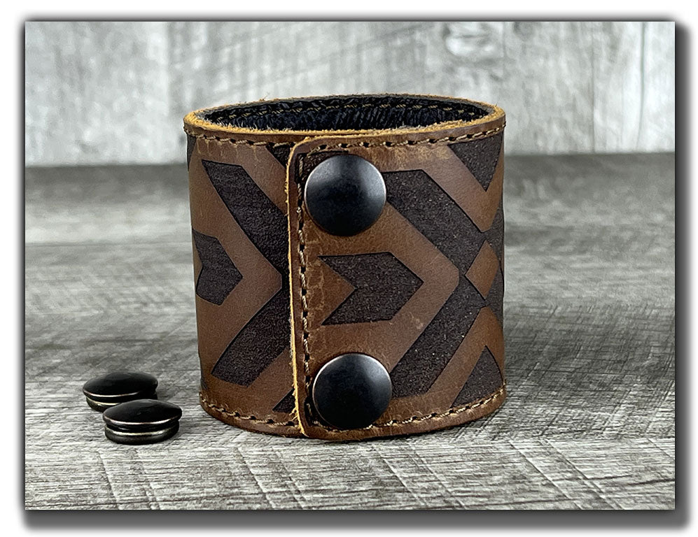 Aztec - Tobacco Leather Cuff