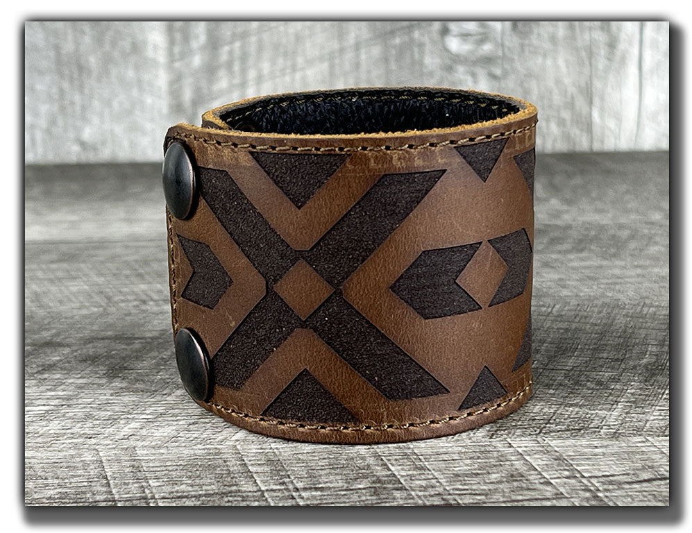 Aztec - Tobacco Leather Cuff