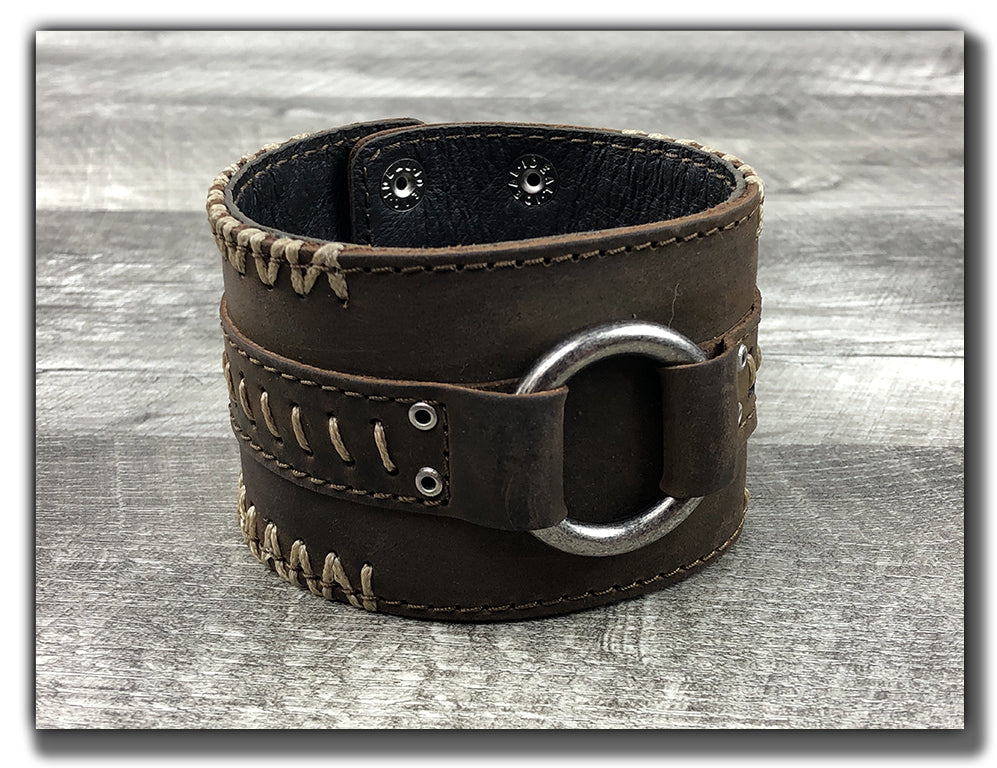 No Quarter - Whiskey Brown Leather Cuff CLEARING OUT OLD STYLE WITH SMALLER SNAPS