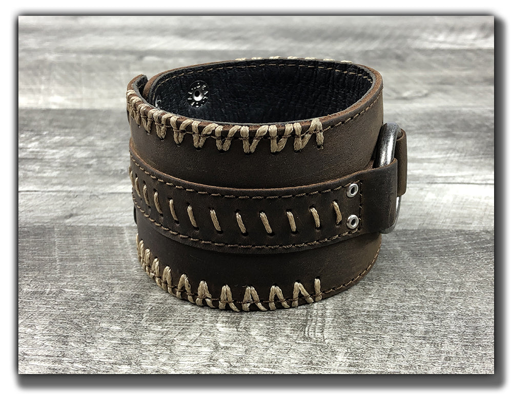 No Quarter - Whiskey Brown Leather Cuff CLEARING OUT OLD STYLE WITH SMALLER SNAPS