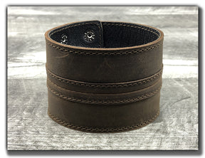 Straight Up - Whiskey Brown Leather Cuff - CLEARING OUT OLD STYLE WITH SMALLER SNAPS