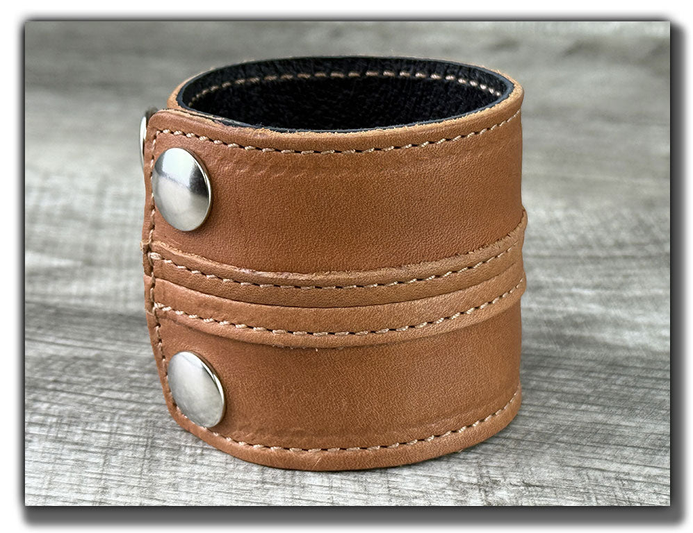 Straight Up - Pecan Leather Cuff