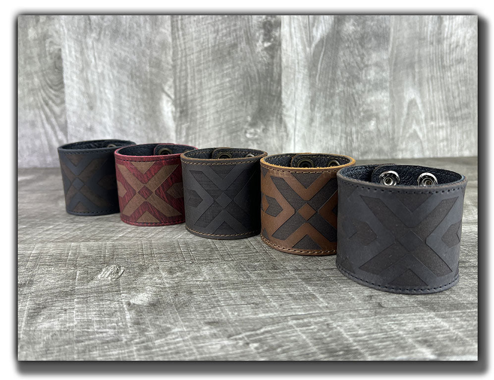 Aztec - Aged Steel Leather Cuff