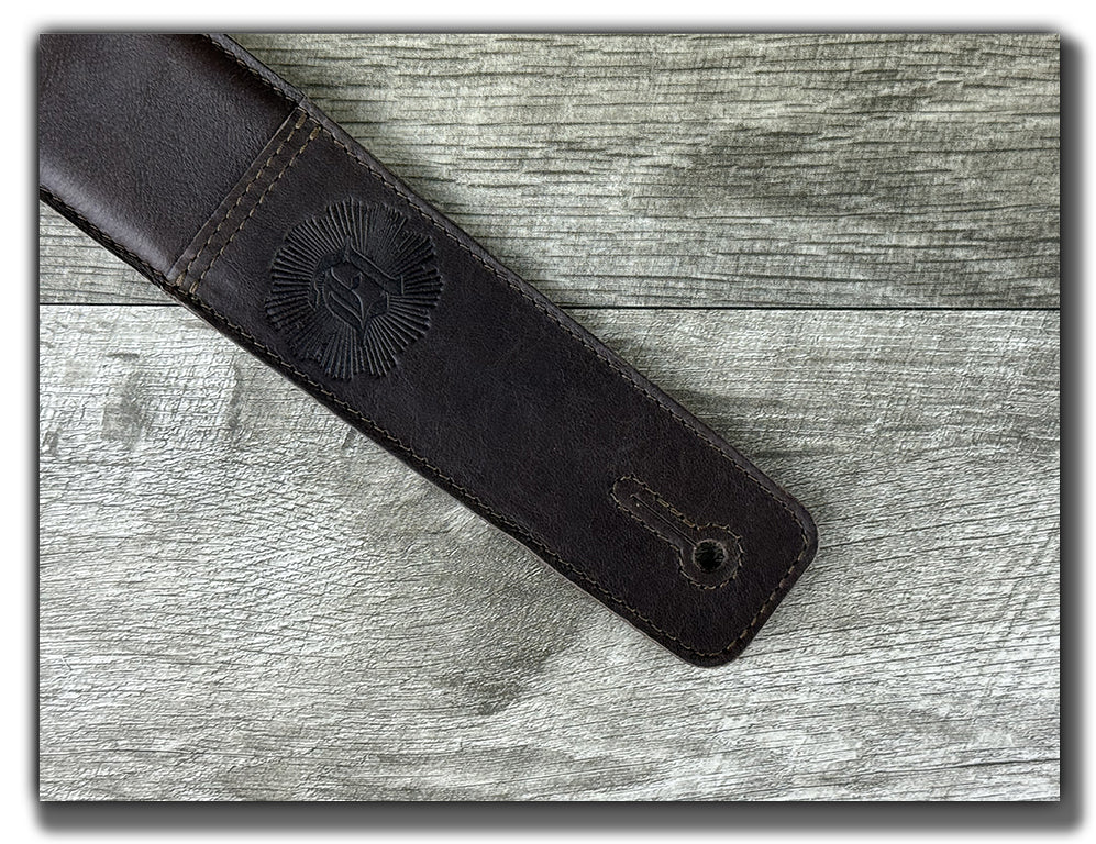 The Reticent - Espresso Veg Tan Leather Guitar Strap