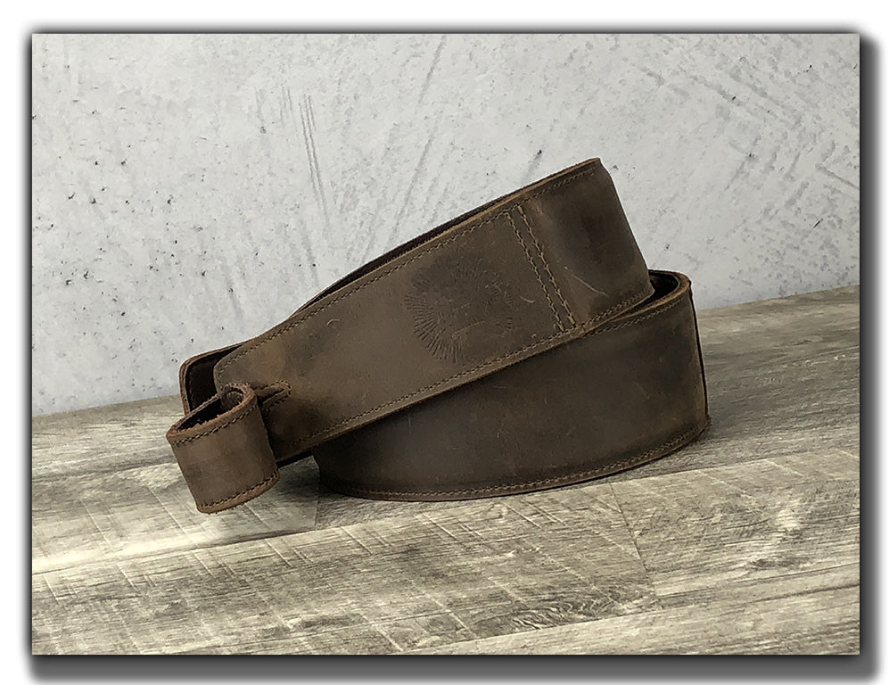 B-STOCK - The Reticent - Whiskey Brown 2" Leather Guitar Strap (1)