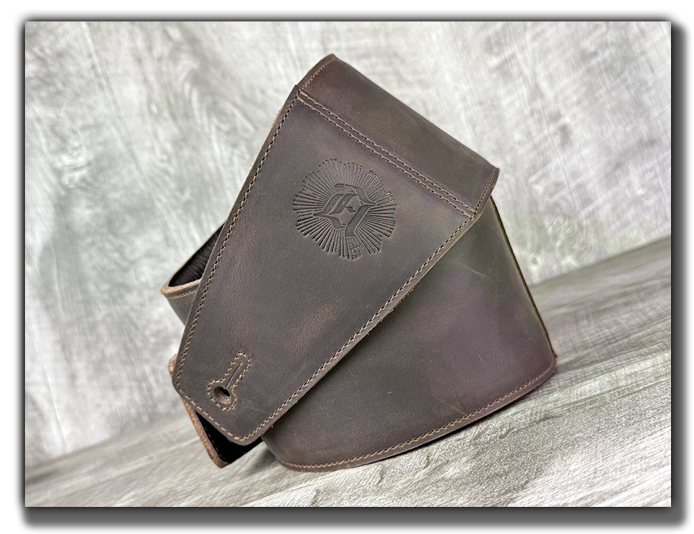 The Reticent - Whiskey Brown Leather Guitar Strap