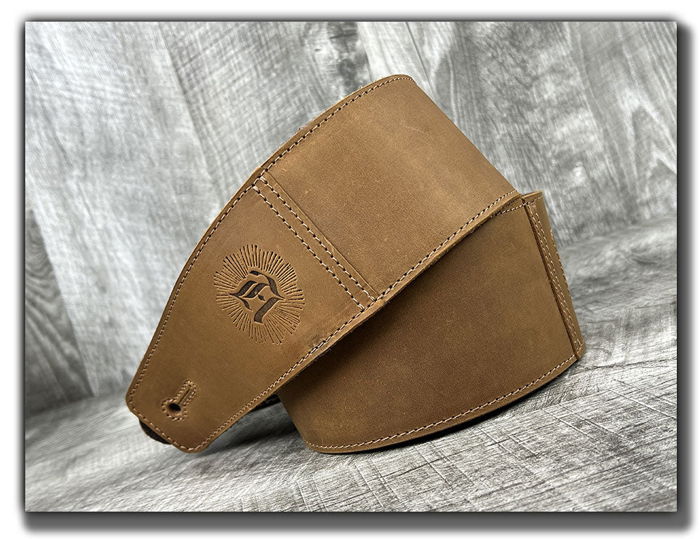The Reticent - Tobacco Leather Guitar Strap