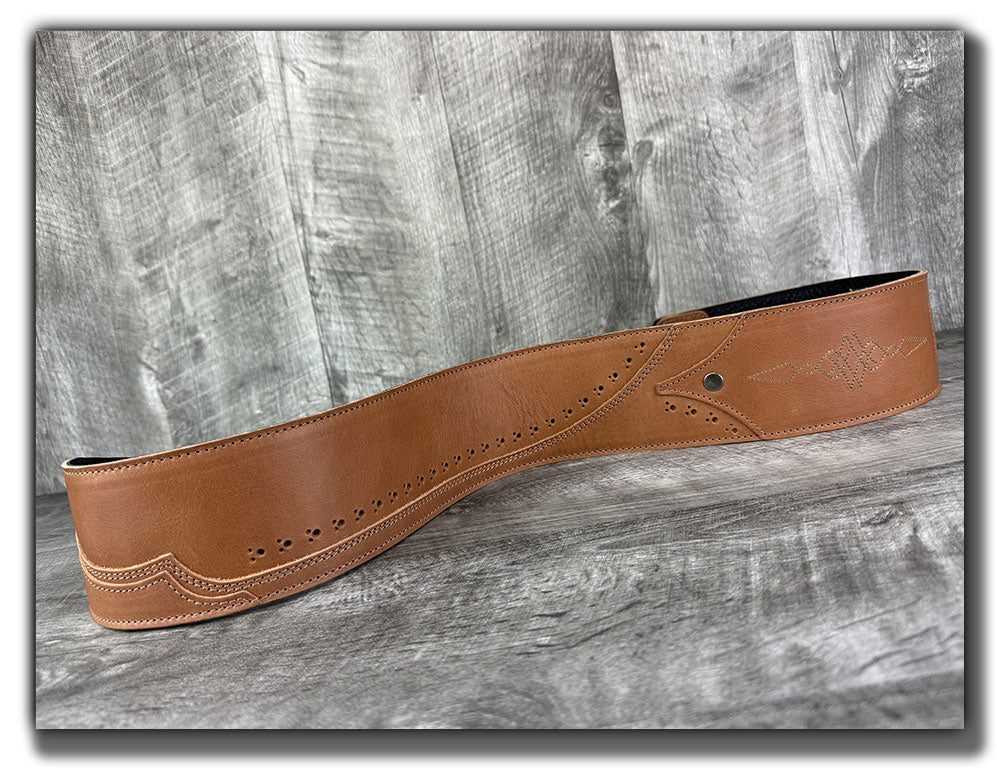 Walk The Line - Pecan Veg Tan Leather Guitar Strap
