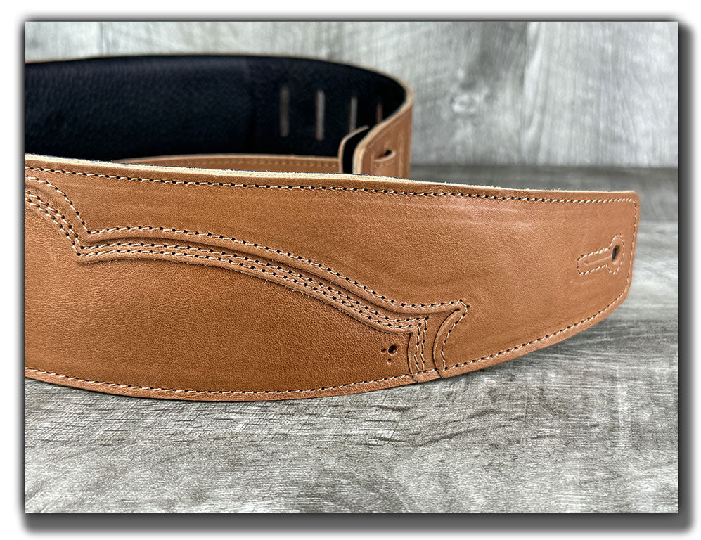 Walk The Line - Pecan Veg Tan Leather Guitar Strap