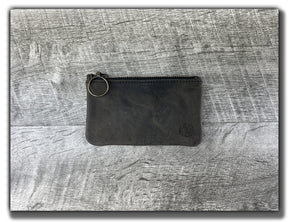 B-STOCK Leather Zipper Pouch - Aged Steel (Factory Second - Imperfect Corners)