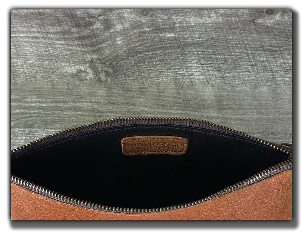 Leather Zipper Pouch - Pecan Vegetable-Tanned
