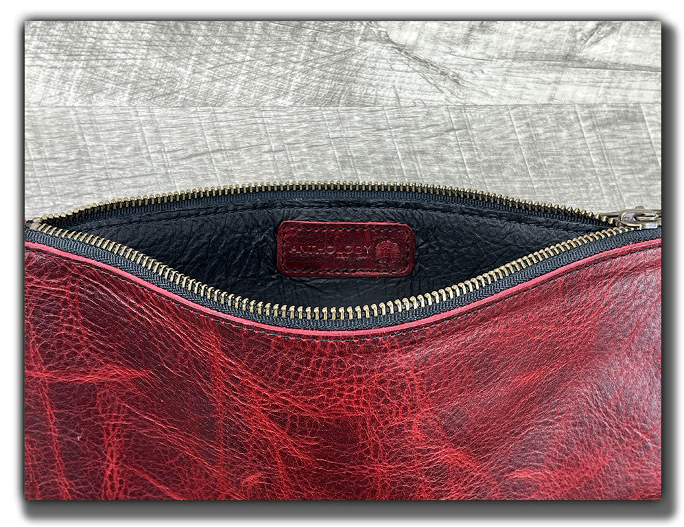 Leather Zipper Pouch - Canyon Rouge