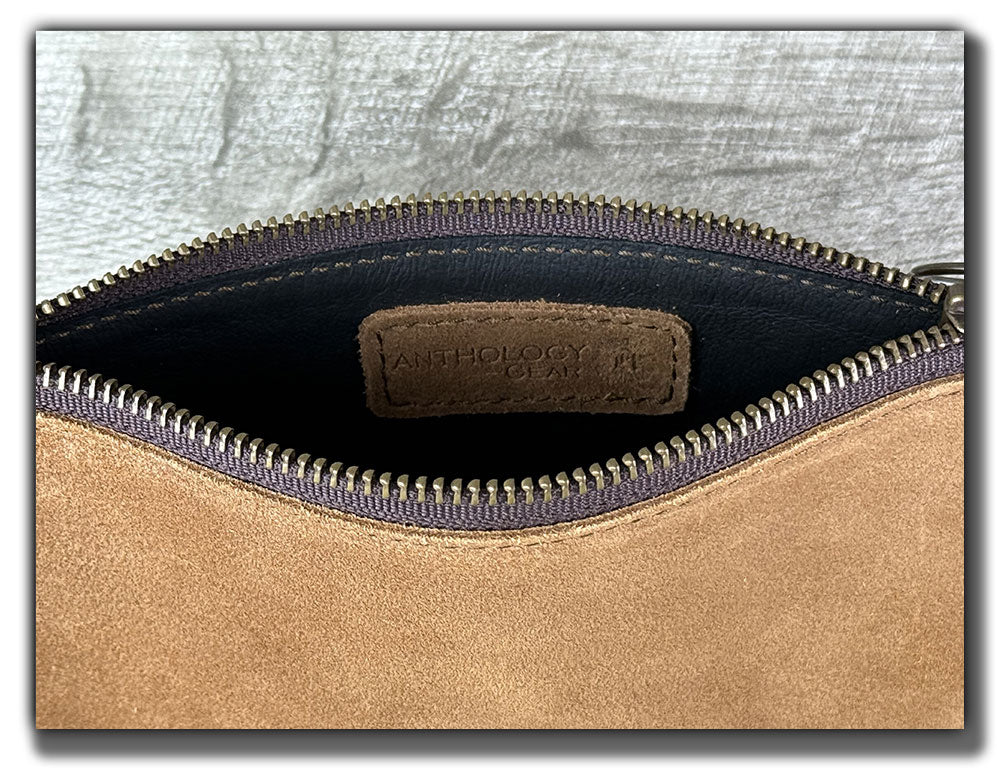 Leather Zipper Pouch - Sienna Suede