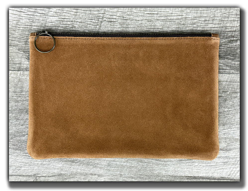 Leather Zipper Pouch - Sienna Suede