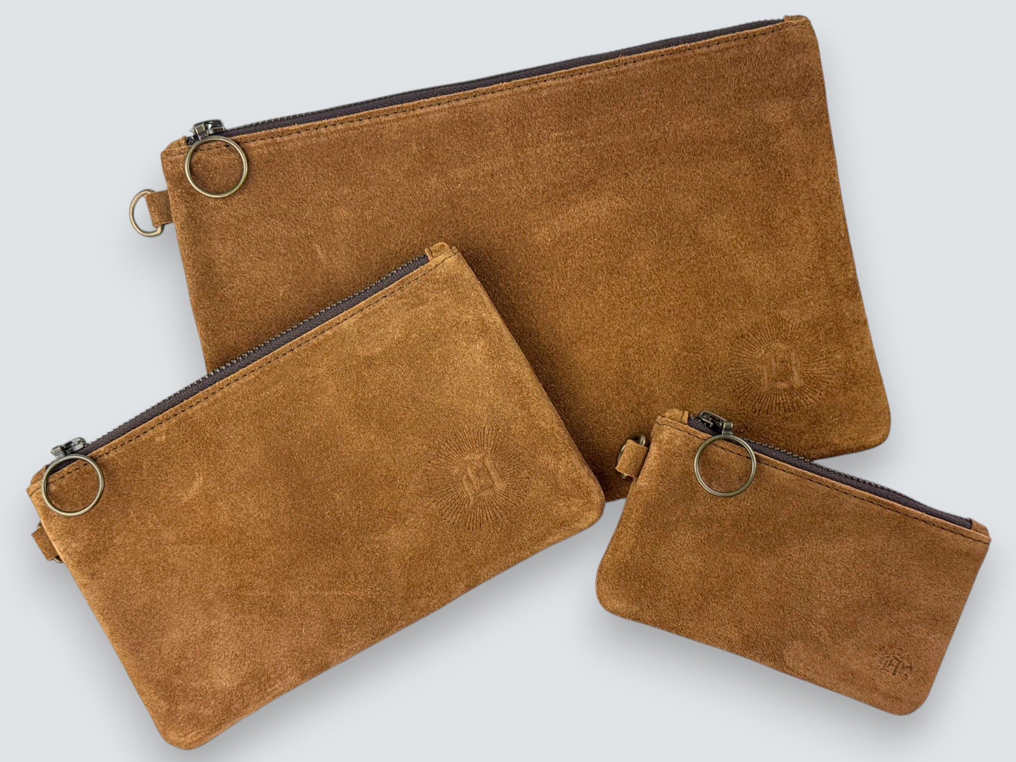 Leather Zipper Pouch - Sienna Suede