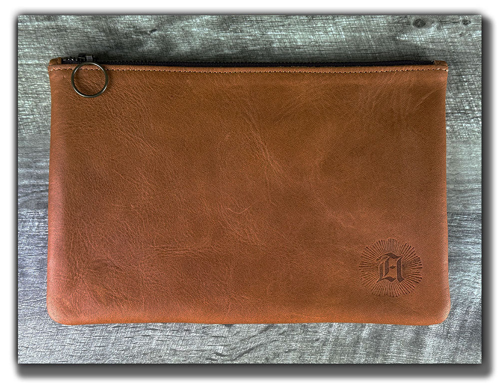 Leather Zipper Pouch - Pecan Vegetable-Tanned