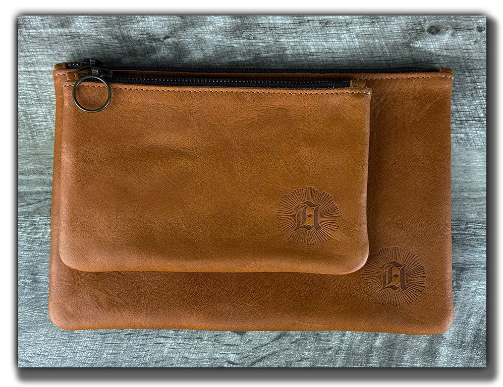 Leather Zipper Pouch - Pecan Vegetable-Tanned