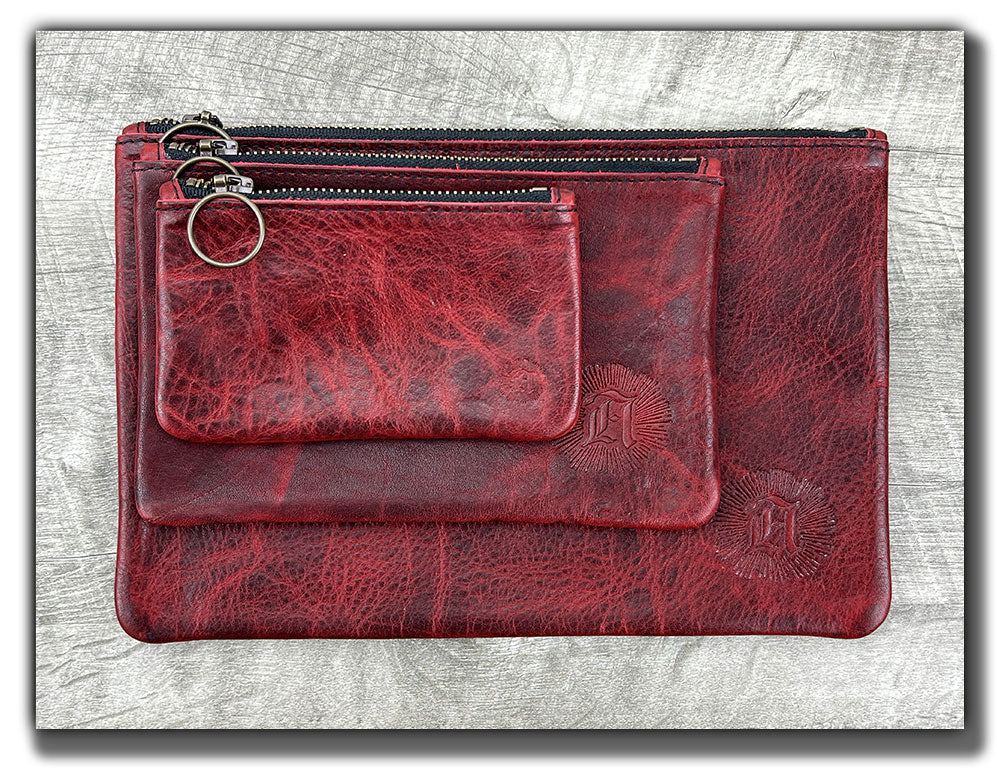 Leather Zipper Pouch - Canyon Rouge