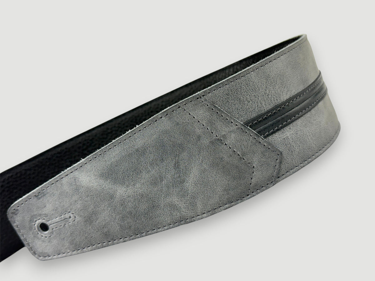 Straight Up - Relic Slate with Black Stripe Leather Guitar Strap