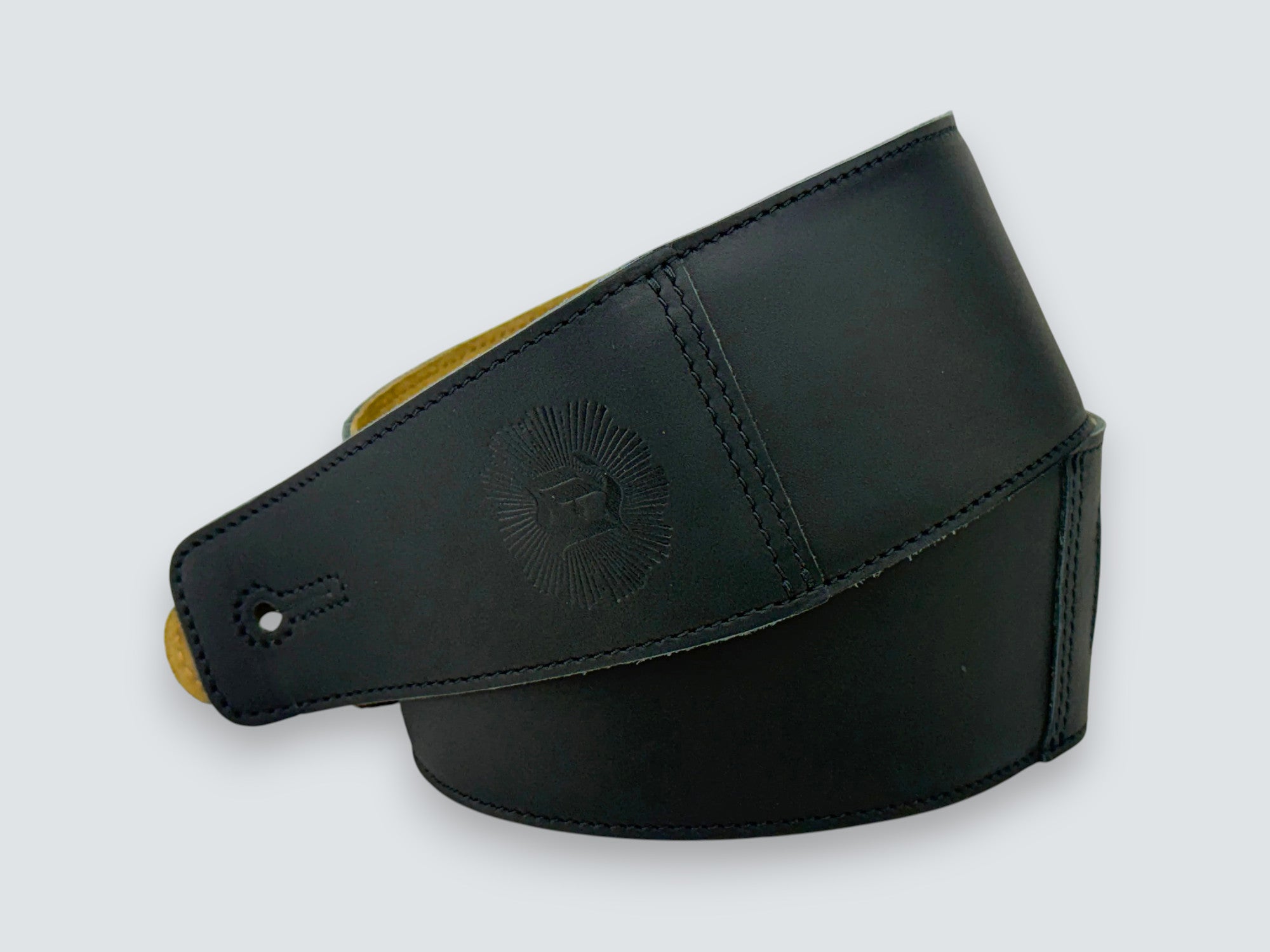 The Reticent - Suede-Back Carbon Black Leather Guitar Strap