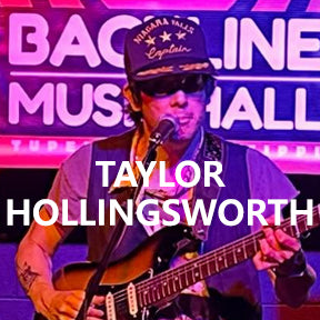 Taylor Hollingsworth, guitarist and singer-songwriter, with an Anthology Gear guitar strap