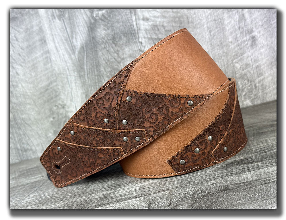 Overland - Pecan Veg Tan Leather Guitar Strap