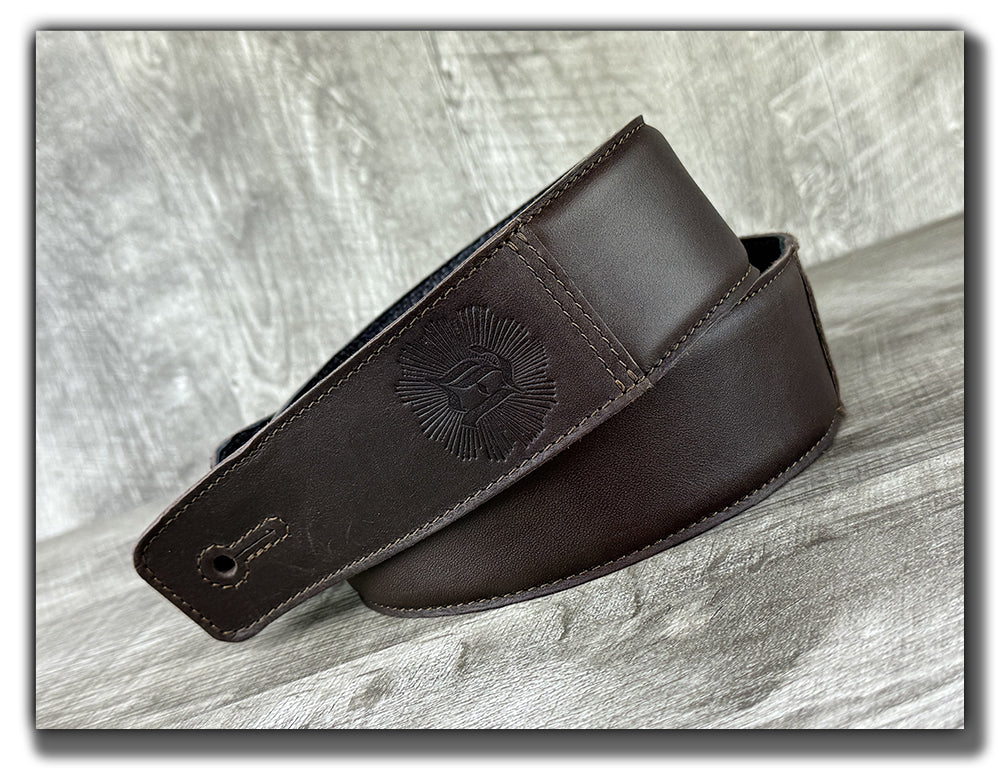 The Reticent - Espresso Veg Tan Leather Guitar Strap