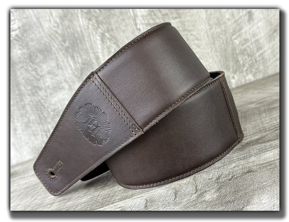 The Reticent - Espresso Veg Tan Leather Guitar Strap