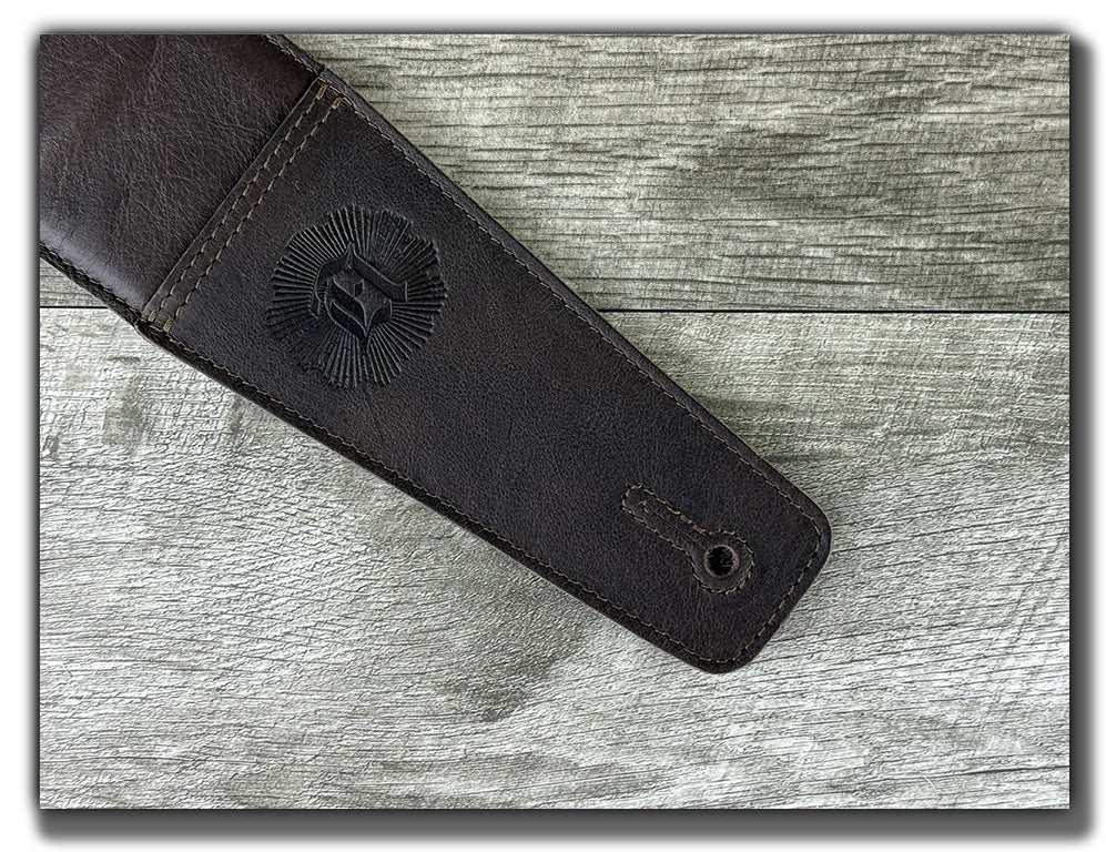 The Reticent - Espresso Veg Tan Leather Guitar Strap