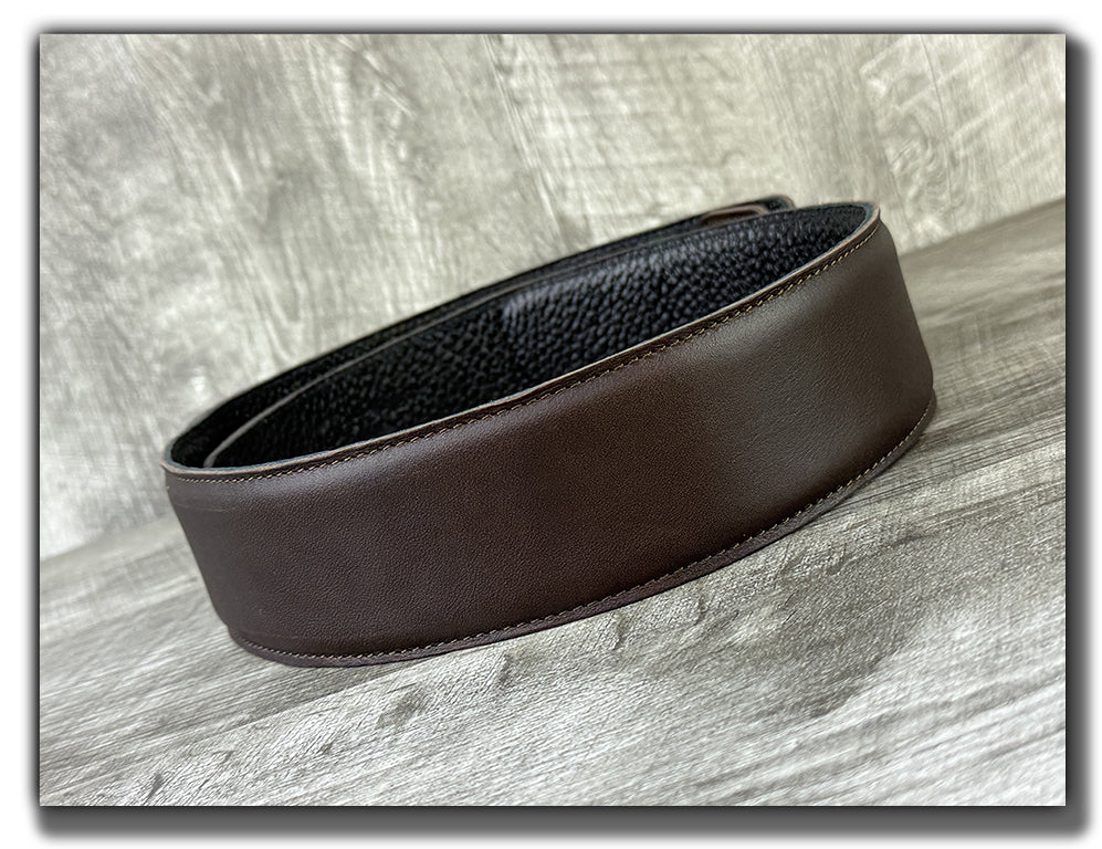 The Reticent - Espresso Veg Tan Leather Guitar Strap