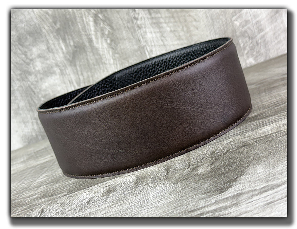 The Reticent - Espresso Veg Tan Leather Guitar Strap