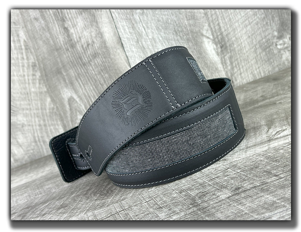 Zenith - Carbon Black Leather Guitar Strap - Numbered Limited Edition