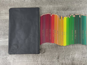 Leather Zipper Pouch - Carbon Black