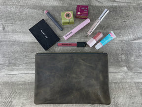 Leather zipper pouch for the artist.
