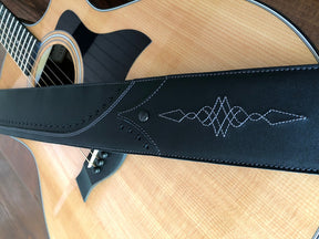 Walk The Line - Carbon Black Leather Guitar Strap